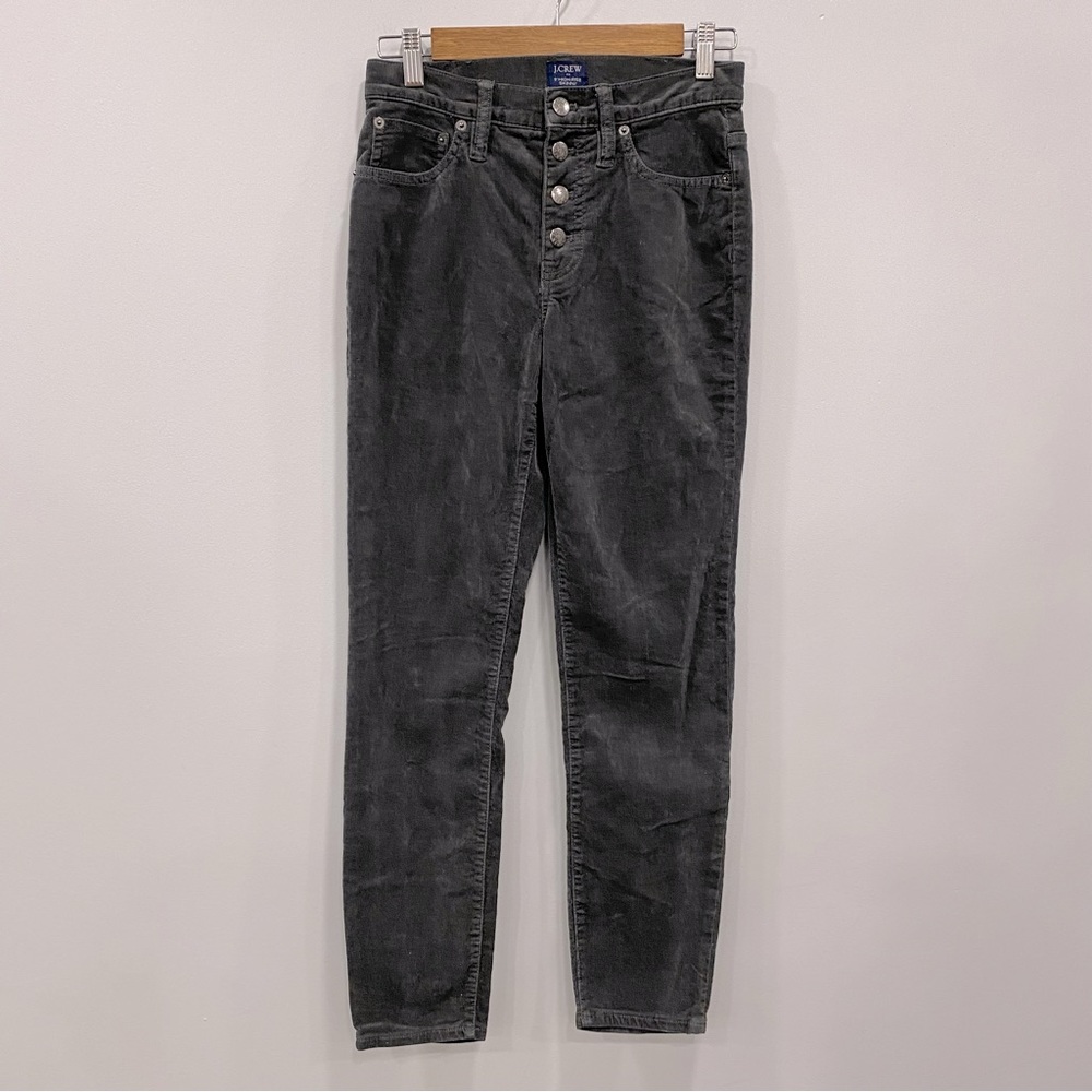 J. CREW 26 Women’s 9” High Rise Skinny Dark Gray Corduroy Pants Stretch Fall